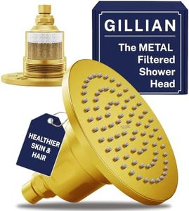 Gillian™ by HammerHead High Pressure Shower Head with Filter – Genuine KDF-55 Filtered Shower Head for Hard Water, Healthier Skin & Hair – Metal 6-Inch Rainfall Showerhead with Filters, Brushed Gold