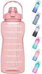 MEITAGIE 2.2 Litre Large Water Bottle with Time Marker, Leakproof Half Gallon 2.2L Drink Bottle with Straw & Handle,Ensure You Drink Enough Water Daily for Fitness,Gym and Outdoor Sports