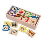 Melissa & Doug Self-Correcting Alphabet Wooden Puzzles With Storage Box (52 pcs) | ABC Puzzles, Wooden Alphabet Puzzle For Kids Ages 4+