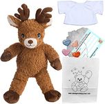 Brown Reindeer - Soft Plush Toy - 10 inch / 25cm - Build your own Teddy Bear - Party Kit with T-shirt