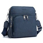 Roulens Crossbody Purse for Women,Lightweight Medium Crossbody Bag Soft Leather Women's Shoulder Handbags with Tassel, Navy Blue, Medium