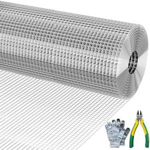 Hardware Cloth, Chicken Wire Mesh 1/2 inch 48in x 100ft, Chicken Wire Fence Rolls for Garden Plants, for Chicken Coops and Pet Fences Heavy Duty Cutting Pliers and Gloves