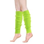 ONUPGO Leg Warmers for Women 80s Party Accessories 80s Neon Knit Ribbed Leg Warmers Girls Junior Winter Leg Warmers Socks, Neon Green, Normal