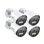 SANNCE Security Camera 1080P TVI 100 ft True Full Colour Night Vision for Surveillance System, IP66 Weatherproof, 2 Warm Lights, BNC Cable & Adapter Included, 4 Pack Kits