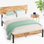 ZINUS Olivia 36 cm Metal and Wood Platform Bed Frame | Wood Slat Support | Easy Assembly | Super King | Natural