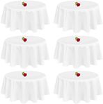 6 Pack Round Tablecloth 70 Inch Polyester Round Table Cloth White Tablecloths for Round Tables Wrinkle Resistant Washable Decorative Fabric Table Covers for Wedding Dining Party Banquet Buffet