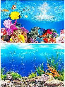 Lainrrew Aquarium Background, 12 x 21Inch Double Sided Fish Tank Background Aquarium Decorations Poster Paper Cling Decals Wallpaper Sticker Terrarium Background (Type 1)