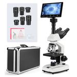 Vabiooth Lab Constant Temperature Stage Trinocular Compound Microscope 40X-2500X Magnification with 7" Monitor 5MP E-Eyepiece,Adjustable Thermostat Mechanical Stage for Husbandry,Pet Hospital,Farms