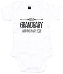 FunkyShirt Personalised Baby Grow Grandbaby On Board, Baby Announcement, Grandma to Be, Grandad to Be Gift, First Grandchild, Mum to Be, White, 0-3 Months