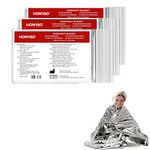 HONYAO® Emergency Blanket 3pcs, Foil Blanket Silver, Thermal Blanket 210×160 cm, Survival Blanket Perfect for Outdoors Survival Car Hiking Marathons First Aid, Tear Resistant