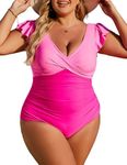 Blooming Jelly Women's Plus Size Swimsuit One Piece Tummy Control Bathing Suit Cute Vintage Maternity Swimwear 2024 Swimming Suit (Pink and Hot Pink,4X-Large)