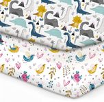 A Baby Cherry Fitted Crib Sheet 100% Organic Jersey Cotton 125 * 65CM, 2 Pack Super Soft and Cozy Crib Cover Set for Toddler Mattress, Crib Bedsheet for Boys & Girls,Animal