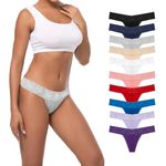 Pmrxi Pack 10 Seamless Cotton Thongs for Women Plus Size XS to 5XL Breathable Panties Low Rise Stretch Lace No Show Underwear Size Large
