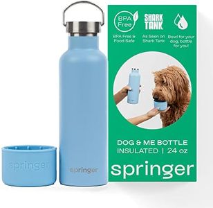 Springer Dog and Me 24oz Stainless Steel Insulated Water Bottle - Cold for 12+ Hours – Portable Dog Water Bottle with Integrated Travel Water Bowl for Dogs, Portable Dog Water Bottle – Sky Blue
