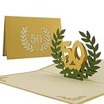 Diese-Klappkarten L11 Golden Anniversary Card, 50th Anniversary Card, Invitation, Pop Up, Laser Cut