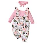 Hopscotch Girls Floral Print Full-Sleeve Footie In Peach Color for Ages 3-6 Months