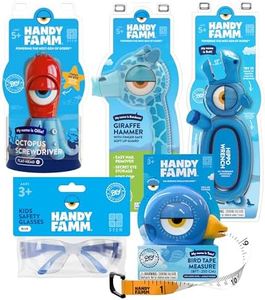 Handy Famm Children's Safety Tool Bundle - Hammer, Wrench, Screwdriver, Safety Glasses & Tape Measure for Kids - Real Tools, Made for Boys & Girls