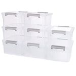 Citylife 8 Packs 3L Storage Boxes with Lids, Small Storage Boxes, Stackable Clear Plastic Storage Boxes with Handles