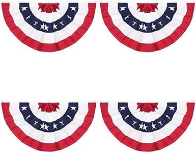 Rtudan American Pleated Fan Flag,3 X1.5 Ft USA Patriotic Flag Bunting Half Fan Banner Decoration Indoor/Outdoor(Set of 4)