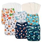 Babygoal Baby Cloth Diapers, One Size Reusable Washable Pocket Nappy 6pcs Diapers+6pcs Microfiber Inserts+4pcs 4-Layer Rayon Bamboo Inserts 6FB12-CA