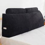 HIGOGOGO Wedge Headboard Pillow, Bed Rest Reading Pillow, Backrest Positioning Support Bolster Cushion with Removable Cover,Queen Size 60X20.4X8.4,Black