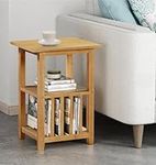 Hallowood Furniture Aston Oak Effect Wooden Magazine Side Table, Coffee Table with 2Shelf, Magazine Table with Storage, Telephone Table, End Table, Occasional Table for Living Room