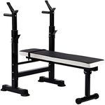 BalanceFrom Adjustable Weight Bench and Squat Rack Home Gym Workout, Black/White