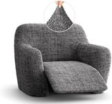 PAULATO BY GA.I.CO. Recliner Slipcover - Recliner Chair Cover - Printed Slipcovers - 1-Piece Form Fit Stretch Furniture Protector - Microfibra Print Collection - Vittoria Grey (Recliner Cover)