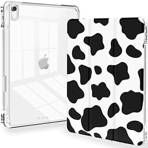 Feams Case for iPad 10th Generation 10.9 Inch Case, Slim Lightweight Trifold iPad 10.9 Case Clear Back Transparent Cover with Pencil Holder & Auto Sleep/Wake for iPad 10th Gen 2022, Cow Print