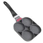 Breakfast Pancake Pan, Aluminum Household Non Stick Four-Hole Omelette Pan Egg Dumpling Pan Mould Pancake Frying Pan Mold with Handle for Egg Hamburger Dumpling