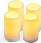 salipt Solar Powered Candles - 3.25" x 6" Waterproof LED Flameless Pillar Candle Set,Dusk to Dawn, Rechargeable Solar Battery Included,Waterproof for Patio Decor,Set of 4