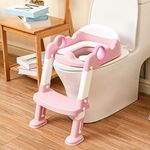 Potty Training Seat Toilet Boys,Step Stool Toddlers Toilet Training Potty Seat,Girls Toilet Training Seat with Ladder for Kids(Pink)