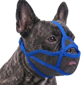 DoggieKit French Bulldog Muzzle, Soft Breathable Short Snout Dog Muzzle with Eye Hole Tongue-Out Pocket, Allow to Drink Feed, Stop Biting Chewing, Adjustable Frenchie Mouth Cover for Small Medium Dogs