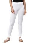 GO COLORS Women White Mid Rise Cotton Churidar Length Leggings - 3XL