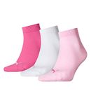 PUMA Unisex Pu502i2h Quarter Training Socks (3 Pairs), Multicoloured (Pink Lady)