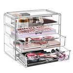 Sorbus Makeup Organizer - 4 Drawer Acrylic Make Up Organizers and Storage for Cosmetics, Jewelry, Beauty Supplies, Clear Makeup Organizer for Vanity, Girl's Room, College Dorm, Counter, Bathroom Sink