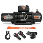 ZESUPER 13500 lb Electric Winch, Synthetic Rope 12V Winch Waterproof IP68 Winch Kit,Off Road Winch for Jeep,Truck,SUV, with Wireless Remote, Corded Control,Side-Mounted Bracket for Control Box