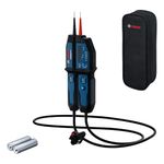 Bosch Professional Voltage Tester GVT 1000-15 (Voltage Testing up to 1000 V AC/DC, LED Feedback, Buzzer, Vibration alerts, IP65, Built-in Flashlight, 125 cm Cable, 2x1.5 V LR03 (AA), Pouch)