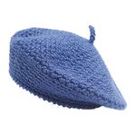 ZLYC Women Cable Knitted Berets Braided Baggy Beanie Winter Wool Warm Hat(Solid Blue)