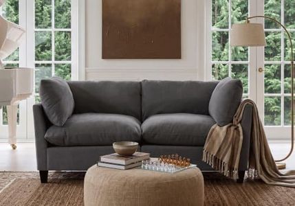 Iroomy Modular Sectional Sofa, Oversized Chenille Cloud Couch, Deep Comfy Seat, 2-Seater Sofas Couches for Living Room, Dark Grey, High Feet