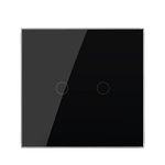 LIVOLO Light Switch 2 Gang With Black Tempered Glass Plate, Double Touch Light Switch