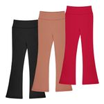 BIG ELEPHANT Girls Flare Leggings, Bootcut Yoga Pants for Kids, High Waisted Bell Bottoms for Dance Workout