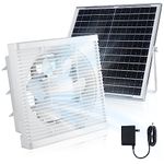 Chtoocy Solar Powered Fan Pro, 11.4” Solar Exhaust Fan with Waterproof Solar Panel, 20W Solar Fans for Outside w On/Off Switch Cable, 24/7hrs Ventilation and Cooling for Greenhouses, Shed,Coop