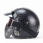 Pu Leather Helmets Motorcycle Chopper Bike Helmet Open Face Vintage Motorcycle Helmet Goggle Mask Full Face Helmet Motorbike