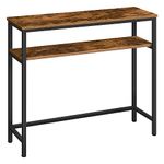 HOOBRO Console Table, Hallway Table with Adjustable Shelf, Slim Sofa Table, 2-Tier Side Table with Storage Shelf, for Living Room, Office, Industrial, Sturdy, Rustic Brown EBF25XG01