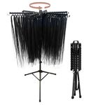 Swivel Braid Tree Braid Rack - Black, Pre-assembled, Space-Saving, Portable, Folds away, Height Adjustable Hair extension holder rack, 114 hook display stand for braiding hair - The OG Braid Tree