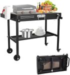 Sidasu Blackstone Griddle Stand,Portable Grill Table for Blackstone Griddle,Foldable Outdoor Grill Cart with 4 Wheels for Blackstone 17" or 22", BBQ Prep Table Double Shelf for Patio, Backyard