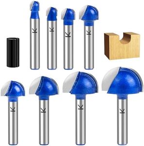 SMJXTOP 8Pcs Cove Box Round Nose Router Bit Set 1/4 Inch Shank, Carbide Tipped Core Box Router Bit-1/4 5/16" 3/8" 1/2" 5/8" 3/4" 7/8" 1" Cutting Diameter, for DIY, Woodworking Project