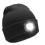 RockJock Mens Ladies Kids Long Lasting Warm LED Light Beanie hat 3 Brightness Options for Camping, Walking, Running, Cycling Black