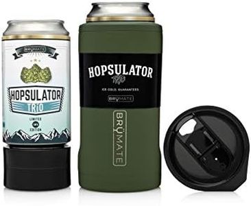 BrüMate Hopsulator Trio 3-in-1 Insulated Can Cooler for 12oz / 16oz Cans + 100% Leak Proof Tumbler with Lid | Insulated for Beer, Soda, and Energy Drinks (OD Green)